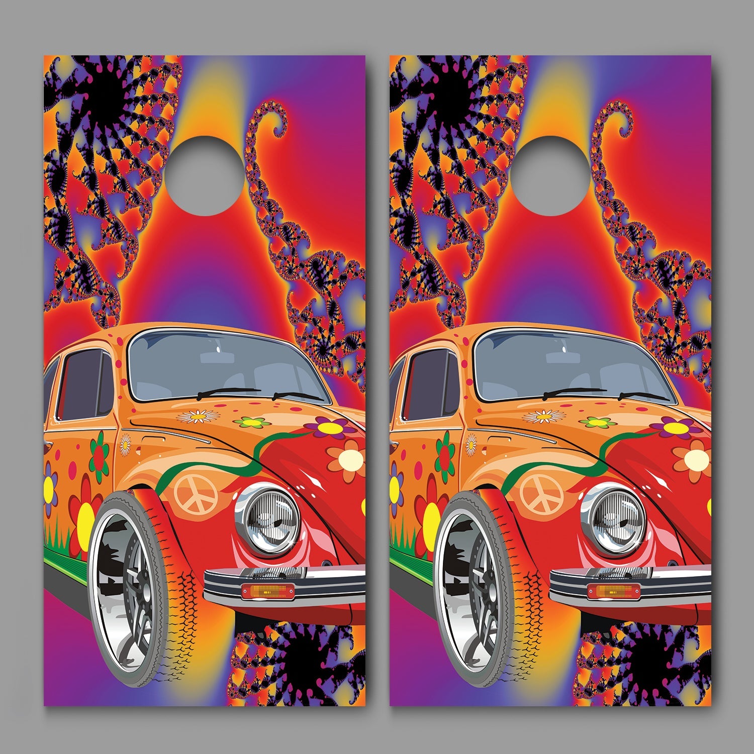 Groovy Hippie Style Cornhole Decal Wraps
