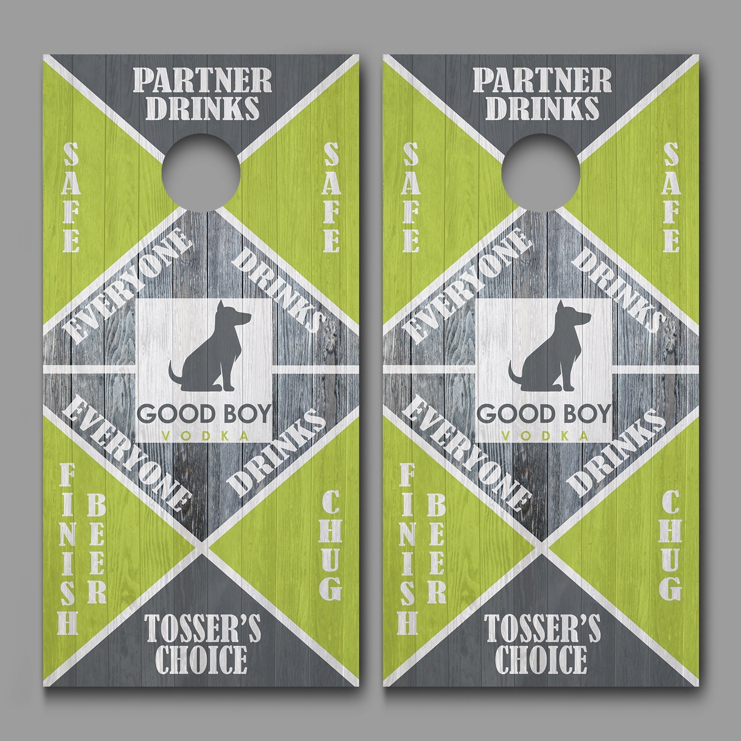 Drinking Game Good Boy Vodka Design Cornhole Board Decal Wraps