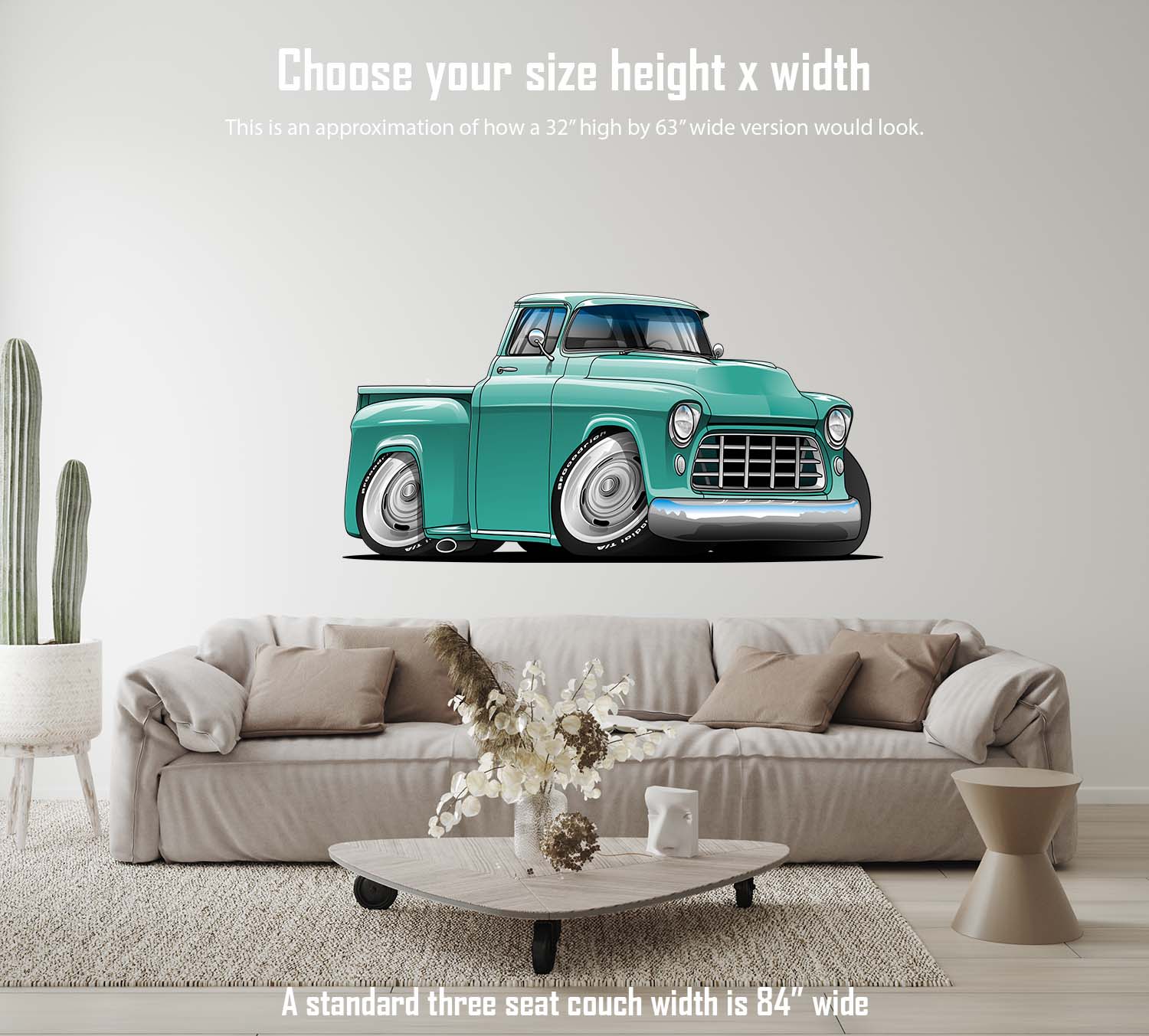 1955 Hot Rod Classic Chevy Pickup Truck Art Wall Decal